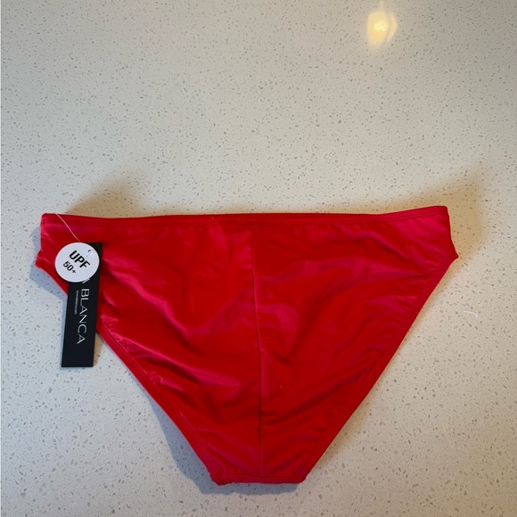 La Blanca Goddess Solid Cherry Red Hipster UPF 50 Swim Bottom Separate NEW - Picture 4 of 11